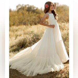 New joyfolie maia impact dress in cream tulle high low Ballgown
